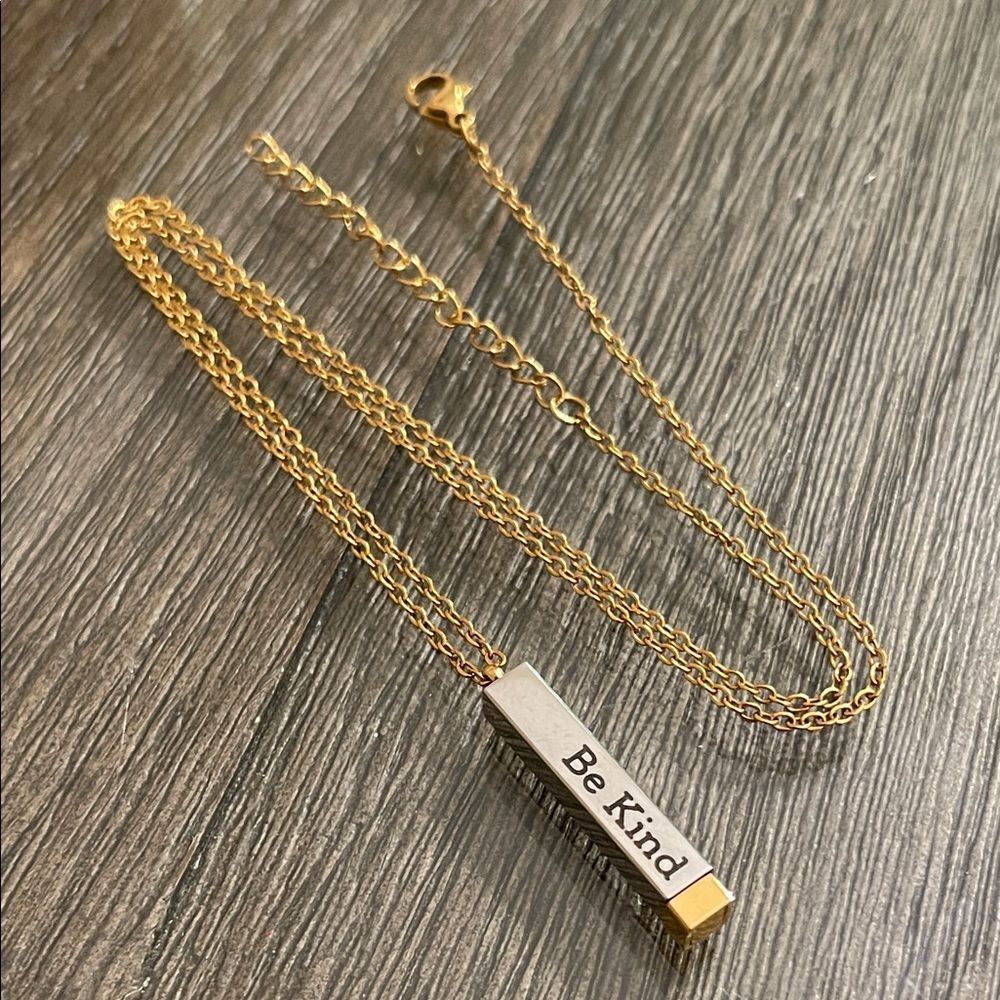Be Kind…Of A Bi*ch - Hidden Message Necklace 3D Engraving Vertical Bar Necklace